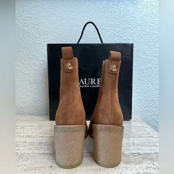 NIB Lauren Ralph Lauren, Mariana, Water Repellent Suede Boots Size 8.5.