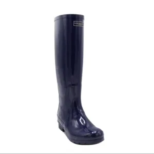 NIB London Fog Thames Waterproof Rain Boots Shiny Navy Blue Size 6