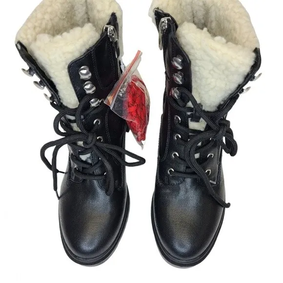 NIB Nine West Quinine Black Sherpa Boots 7.5M