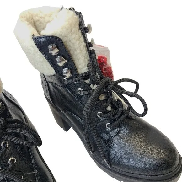 NIB Nine West Quinine Black Sherpa Boots 7.5M