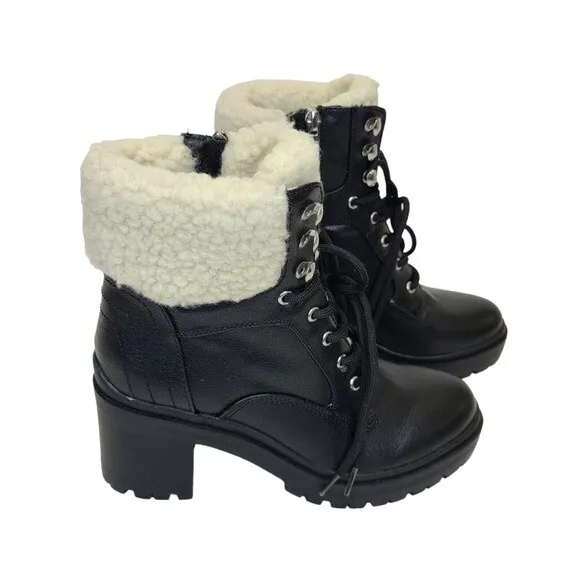 NIB Nine West Quinine Black Sherpa Boots 7.5M