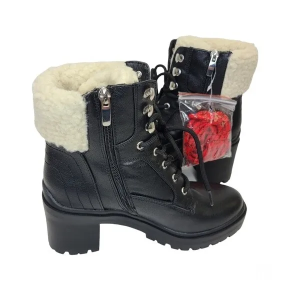 NIB Nine West Quinine Black Sherpa Boots 7.5M