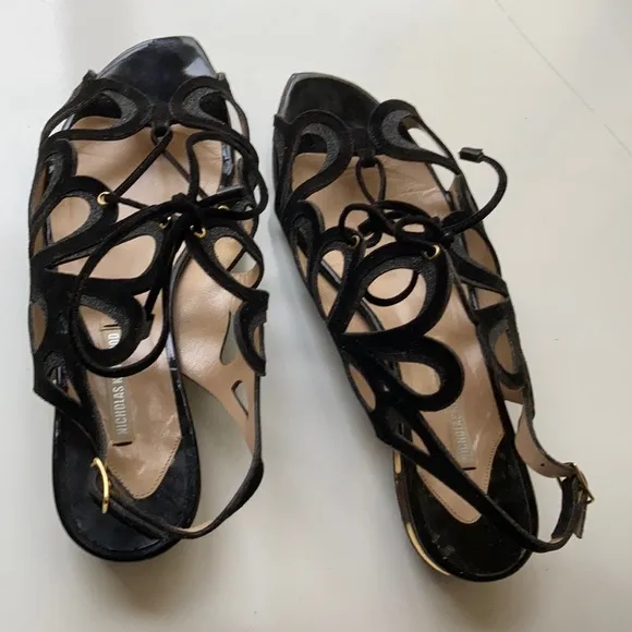 Nicholas Kirkwood Casati sandals 37 Black Gold