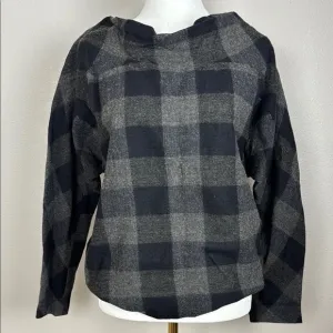 Nicole Farhi Grey &amp; Black Buffalo Check Wool-Blend Longsleeve sz 4 Poland