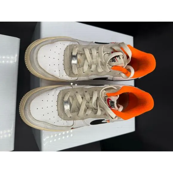 Nike Air Force 1 Low Custom Made Sneakers - White with Orange Lining - Size 6Y