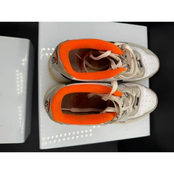 Nike Air Force 1 Low Custom Made Sneakers - White with Orange Lining - Size 6Y