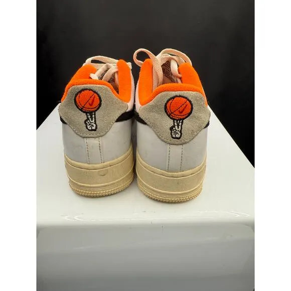 Nike Air Force 1 Low Custom Made Sneakers - White with Orange Lining - Size 6Y