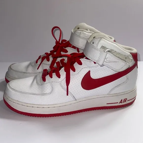 NIKE‎ AIR FORCE 1 MID '07  - Size 10 White/Red Jordan