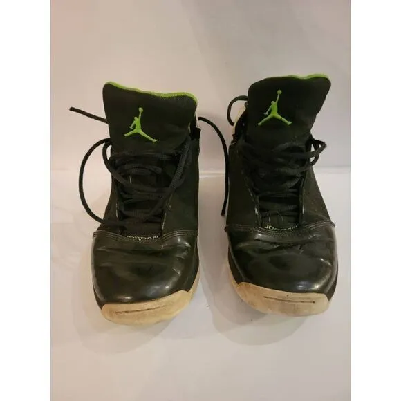 Nike Air Jordan Unisex Black Green Jumpman Candy Cane Lace-Up Sneakers Size 9