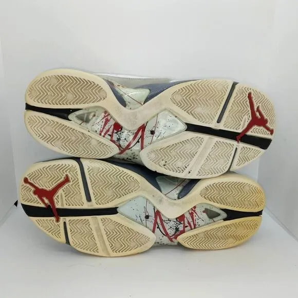 Nike Air Jordan 8 Men's Pre-owned Wht/Blk/Gry/Red Basketball Sneakers-sz. 10 1/2