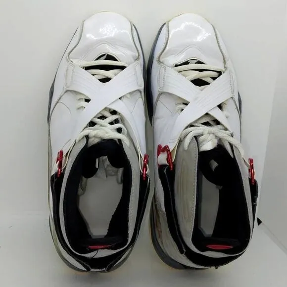 Nike Air Jordan 8 Men's Pre-owned Wht/Blk/Gry/Red Basketball Sneakers-sz. 10 1/2