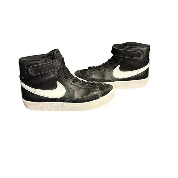 Nike Blazer Mid 77 High Top Sneakers Black Leather‎ Classic Retro Basket…
