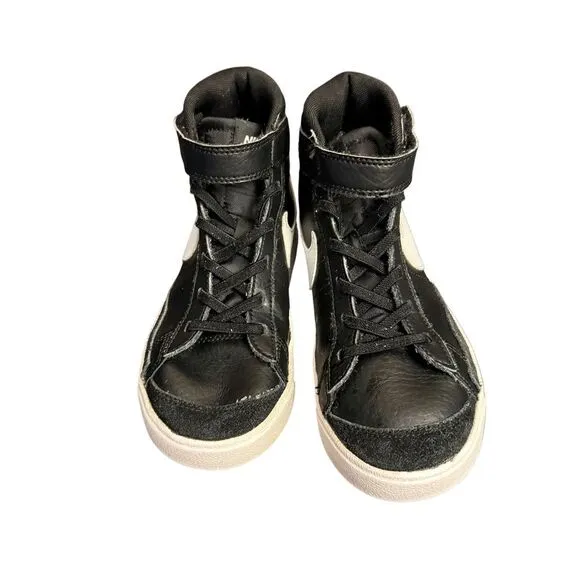 Nike Blazer Mid 77 High Top Sneakers Black Leather‎ Classic Retro Basket…