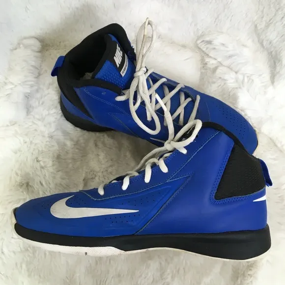 Nike Boys Royal Blue Team Hustle D7 Mid Top Basketball Sneakers Size 7Y EUR 40