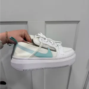 Nike Court Vision Womens White Green Alta TXT Basketball Running Sneakers
