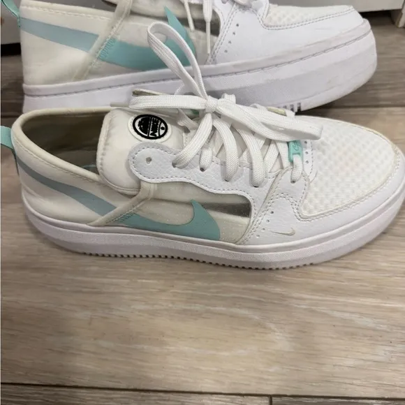 Nike Court Vision Womens White Green Alta TXT Basketball Running Sneakers