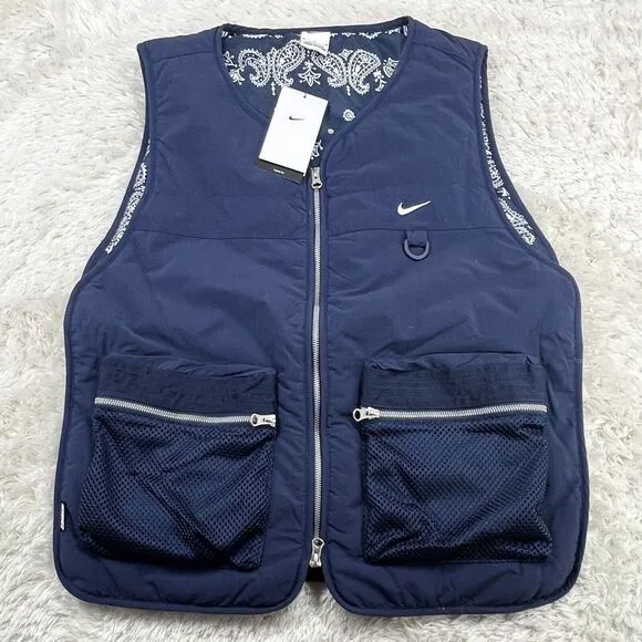 Nike Full-Zip Premium Basketball Gilet Blue Mens Size Medium M DV9493