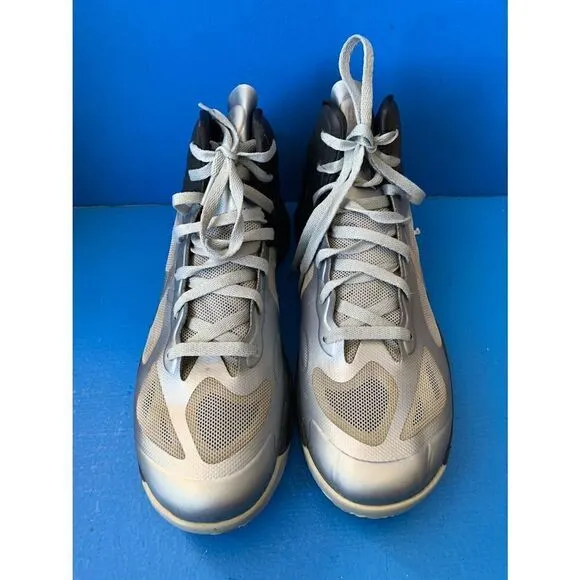 Nike HYPERFUSE Basketball Wolf Gray/ Metallic Silver/ Black Sneakers Men Sz 10.5