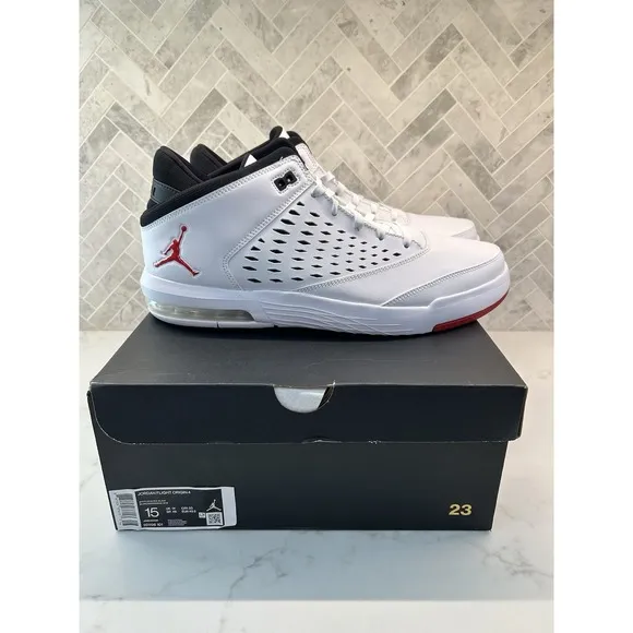Nike Jordan Flight Origin 4 White Black Red Basketball Shoes 921196-101 Mens 15