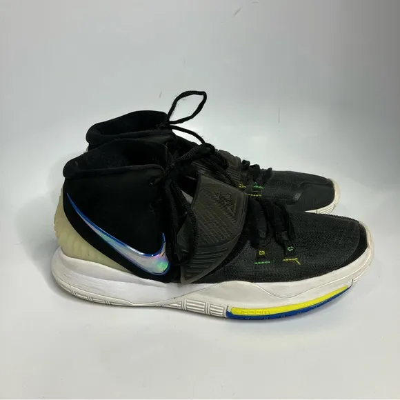 Nike Kyrie 6 sneakers black white iridescent mens size 9.5 athletic activewear