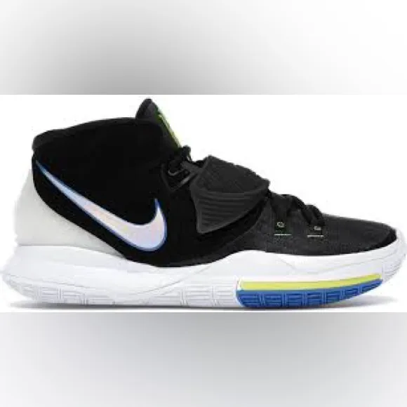 Nike Kyrie 6 sneakers black white iridescent mens size 9.5 athletic activewear