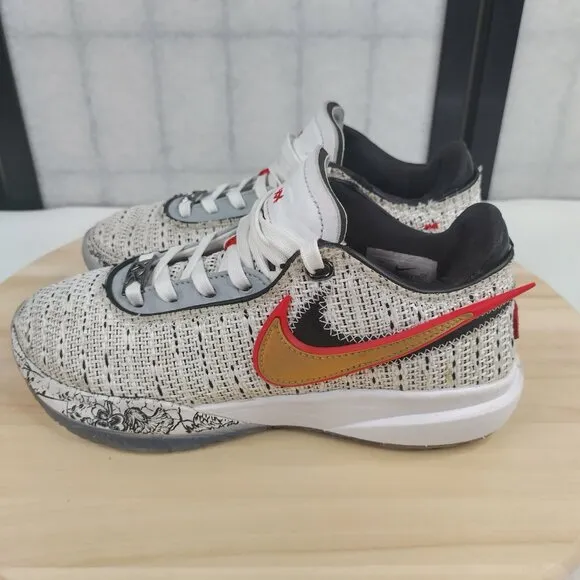 Nike Lebron White Red Black Gold DJ5423-100 Basketball Sneakers Youth/Kids US 4