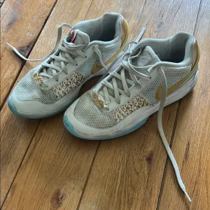 Nike Men’s White and Gold Basketball Sneakers