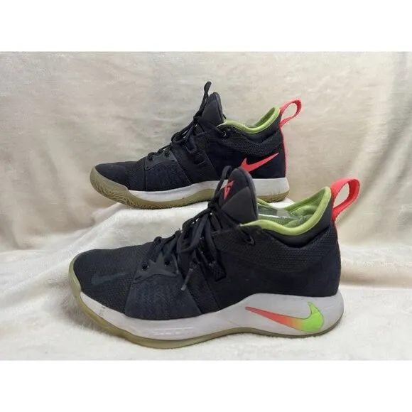 NIKE Paul George PG 2 Mens Black Athletic Basketball Shoes Sneakers Sz 8.5