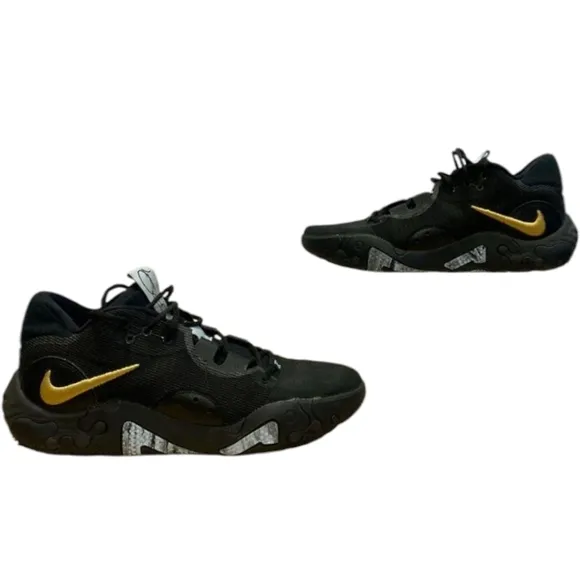Nike PG 6 Black Metallic Gold Basketball Sneakers Men's See Measurements