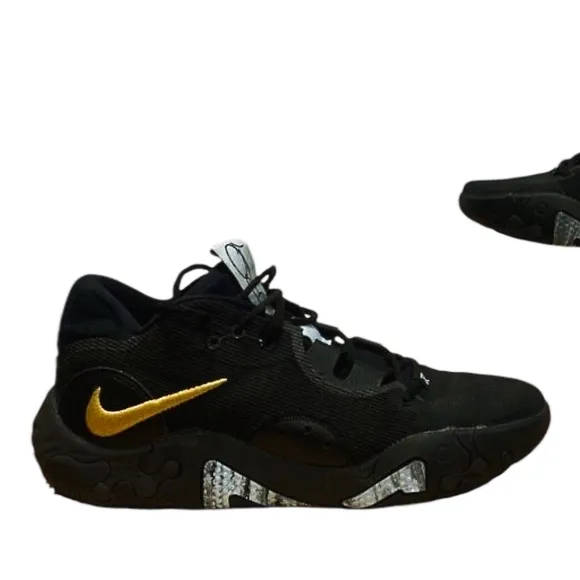 Nike PG 6 Black Metallic Gold Basketball Sneakers Men's See Measurements