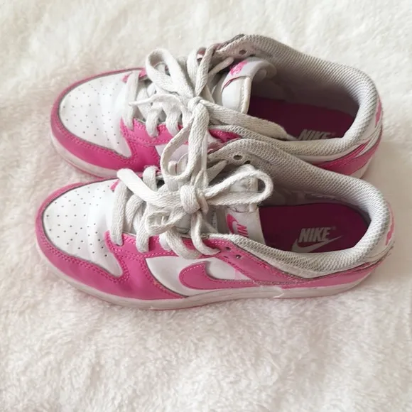 Nike pink/white Dunk Low sneakers size 1 girls