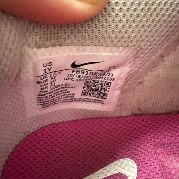 Nike pink/white Dunk Low sneakers size 1 girls