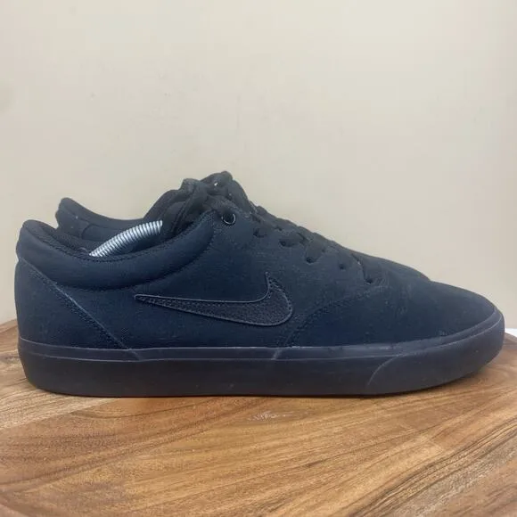 Nike SB Chron 2 Triple Black Mens Black Size 13 Low Top Athletic Skate Shoes