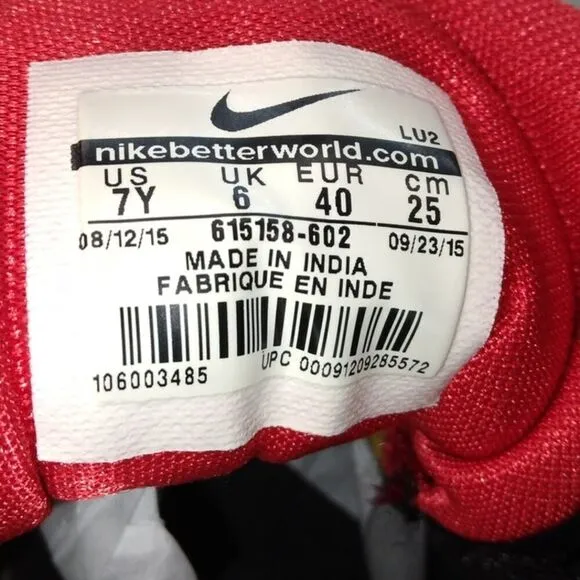 Nike Son of Force Boys Pre-owned Mid Red &amp; Black Basketball Sneakers - sz. 7Y