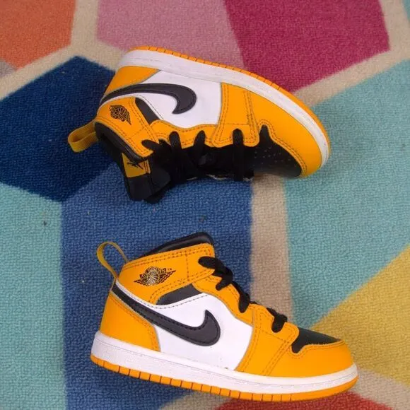 Nike Air Jordan 1 Mid Toddler 'Reverse Yellow Toe' -  Toddler US 8