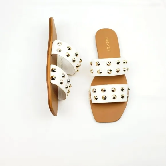 Nine west brynli white studded slide Sandals