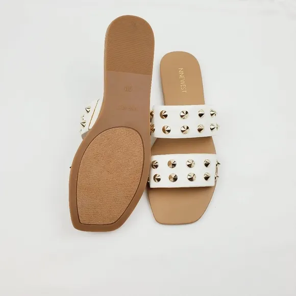 Nine west brynli white studded slide Sandals