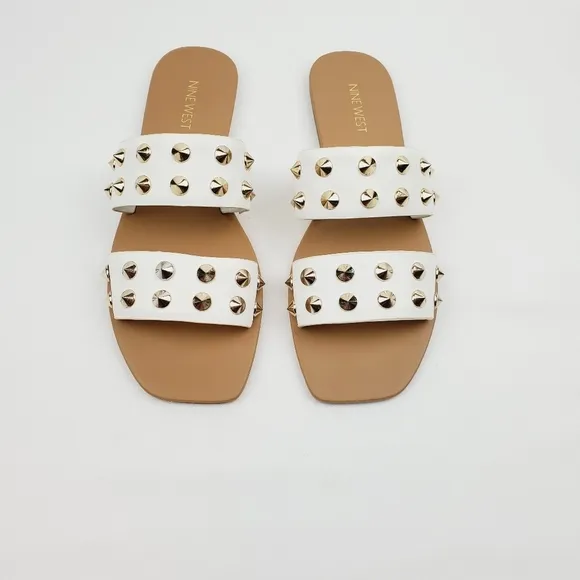 Nine west brynli white studded slide Sandals