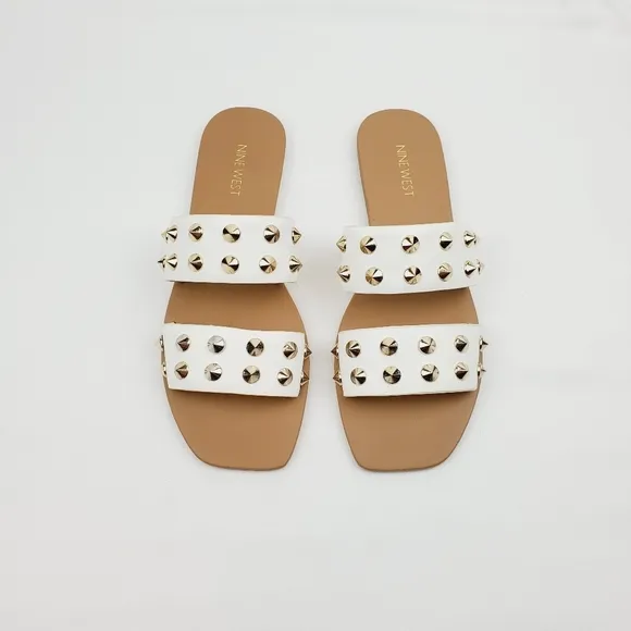 Nine west brynli white studded slide Sandals