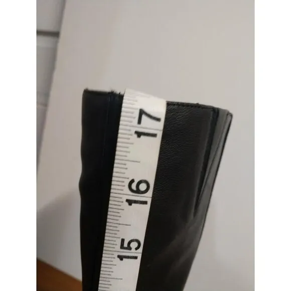 Nine West Womens Fivera Black Leather Knee-High Boots Size 7M