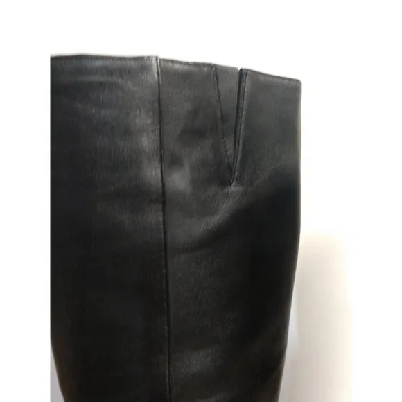 Nine West Womens Fivera Black Leather Knee-High Boots Size 7M