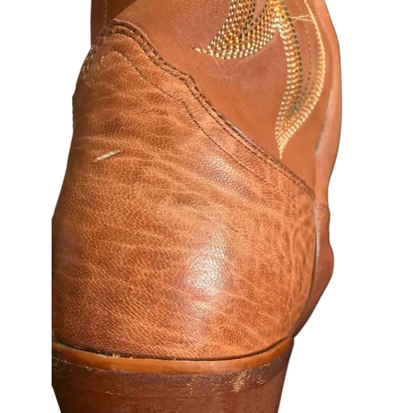 Nocona Almond Toe Tan Leather Cowboy Boots 9 1/2D