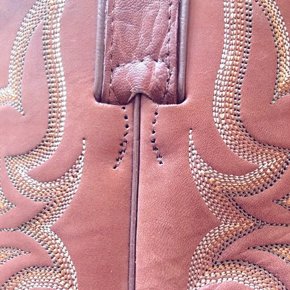 Nocona Almond Toe Tan Leather Cowboy Boots 9 1/2D