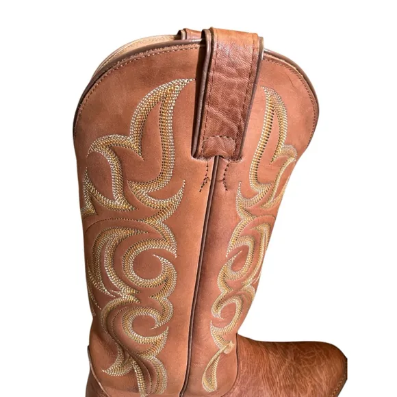 Nocona Almond Toe Tan Leather Cowboy Boots 9 1/2D