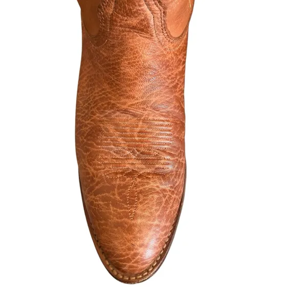 Nocona Almond Toe Tan Leather Cowboy Boots 9 1/2D