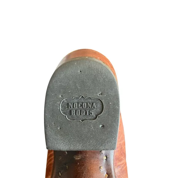 Nocona Almond Toe Tan Leather Cowboy Boots 9 1/2D