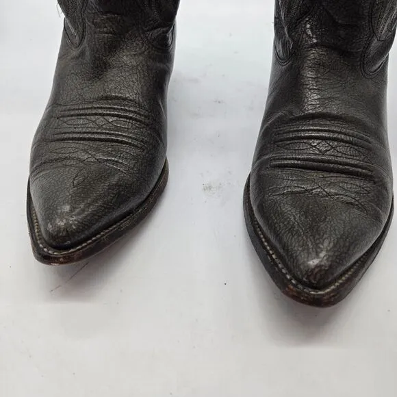 Nocona Mens Western Boots Size 7.5E Leather Pointed Toe Cowboy Pull On Black