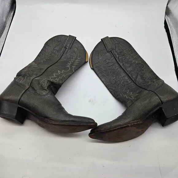 Nocona Mens Western Boots Size 7.5E Leather Pointed Toe Cowboy Pull On Black
