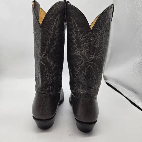 Nocona Mens Western Boots Size 7.5E Leather Pointed Toe Cowboy Pull On Black