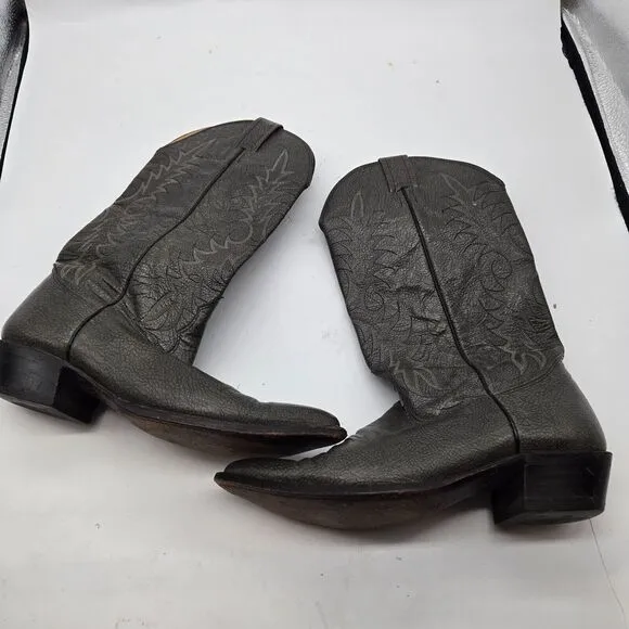 Nocona Mens Western Boots Size 7.5E Leather Pointed Toe Cowboy Pull On Black
